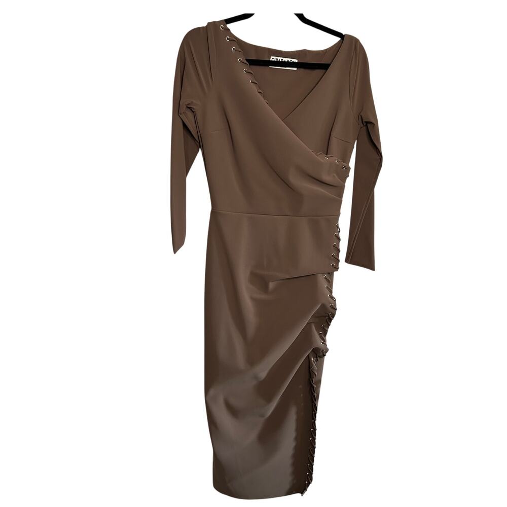 CHIARA BONI $868 Elma Long Sleeve Faux Wrap Cocktail Dress Size 42 (US Size - Picture 4 of 11
